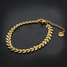 Refined Gold Leaf Stainless Steel  Bracelet