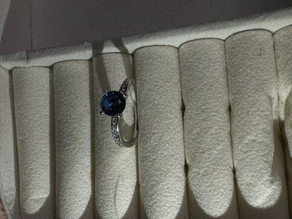 Sapphire blue stone zircon ring