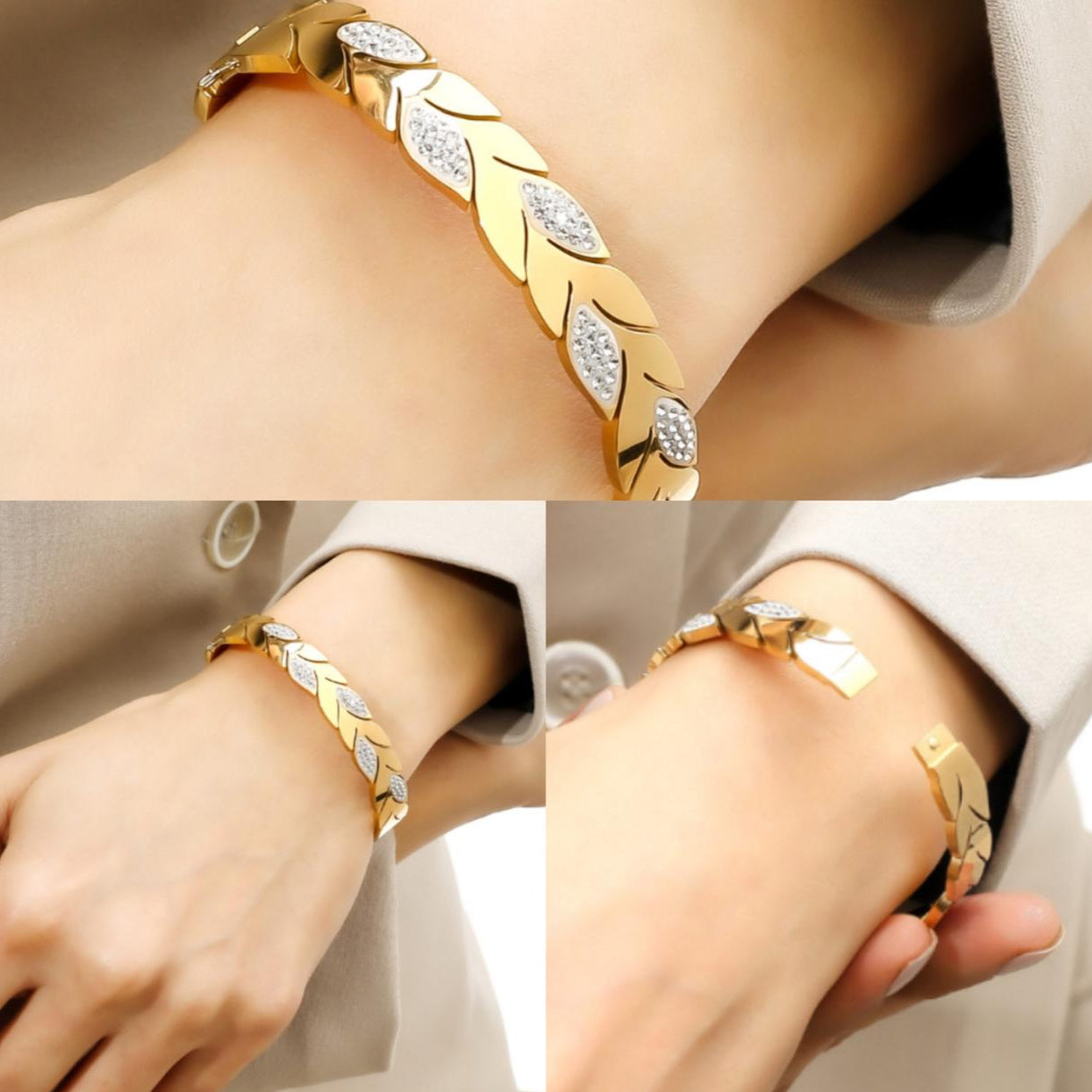 Crystal Leaf Handcuff-Designer Inspired