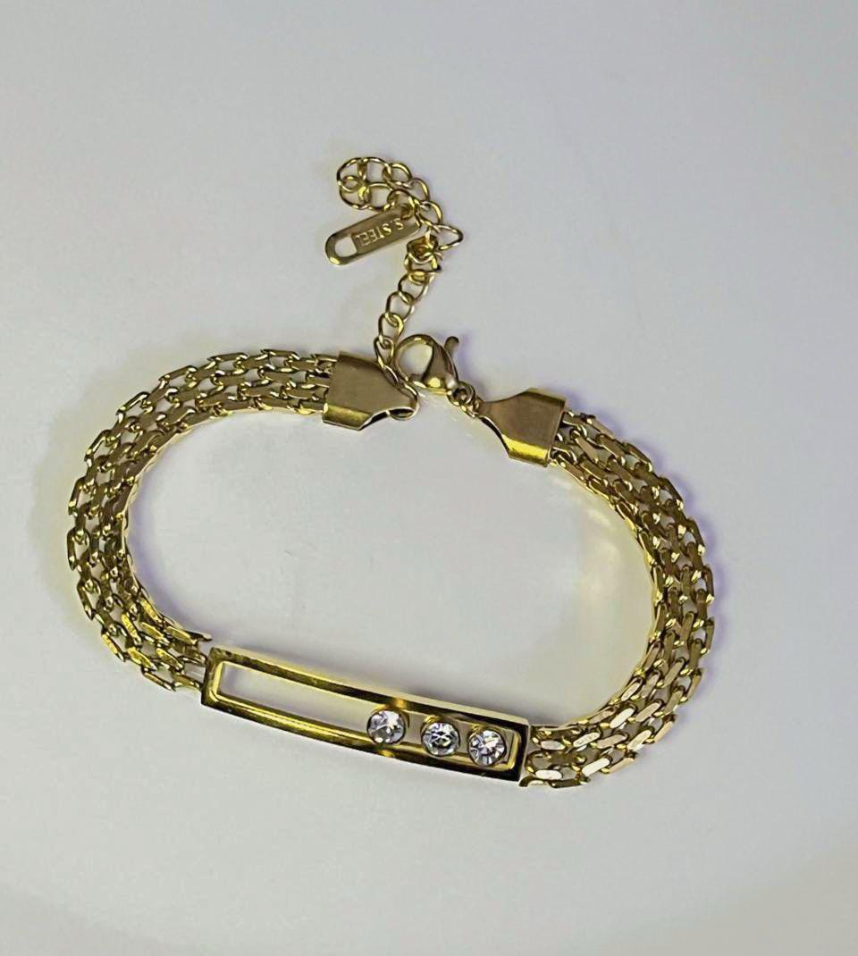 Premium Gold Chain Bracelet with Crystals