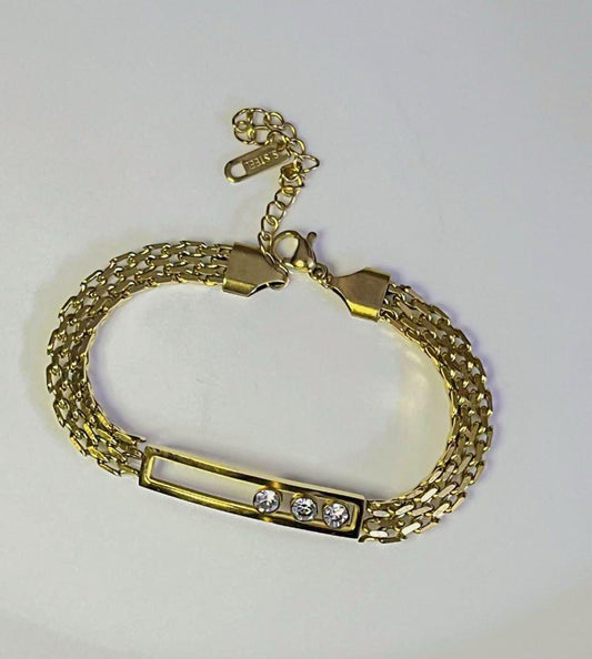 Premium Gold Chain Bracelet with Crystals