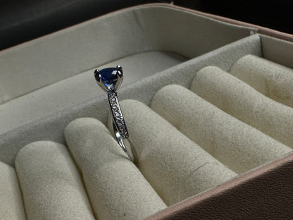 Sapphire blue stone zircon ring
