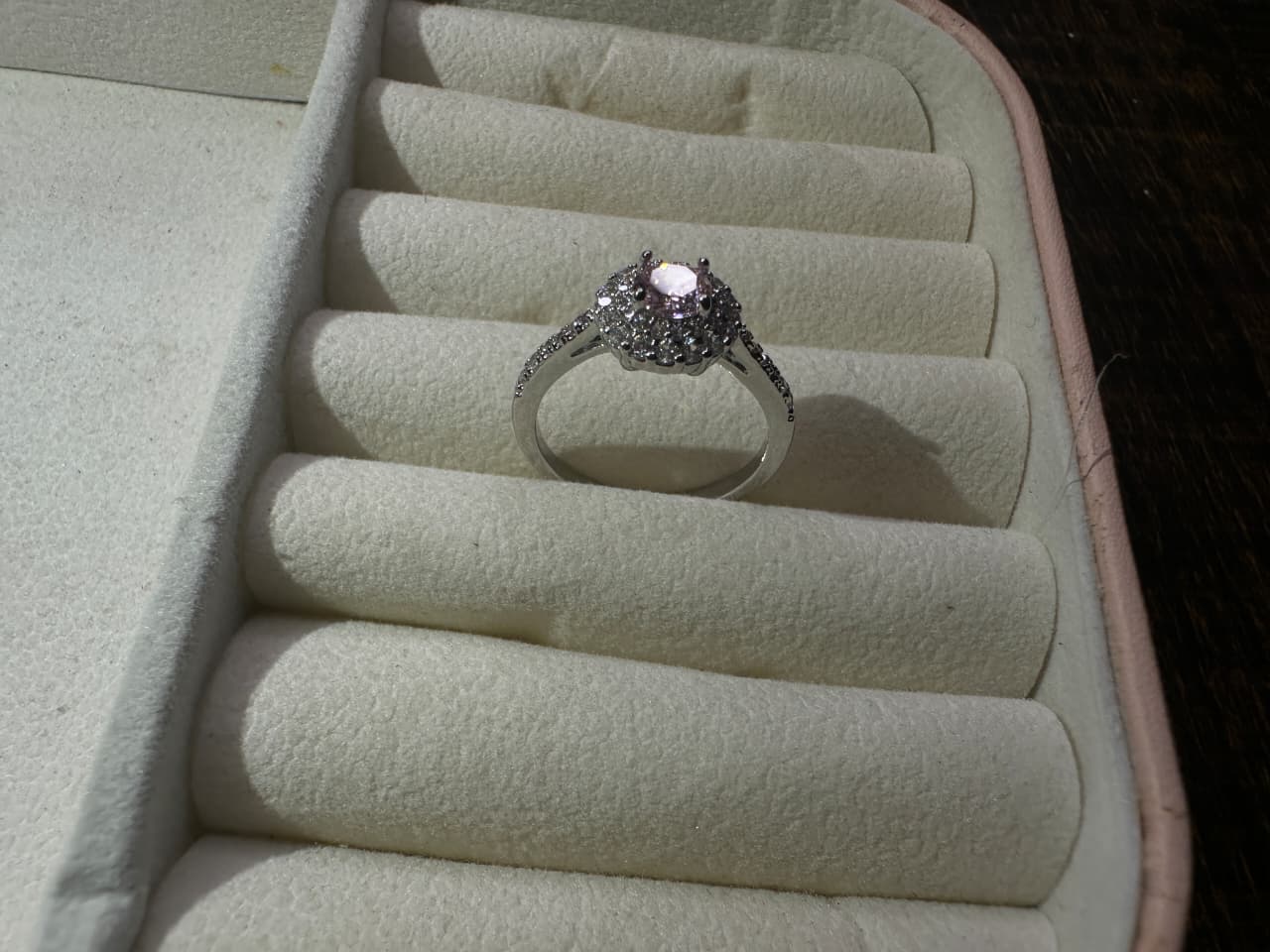 Pink Emerald stone zircon ring