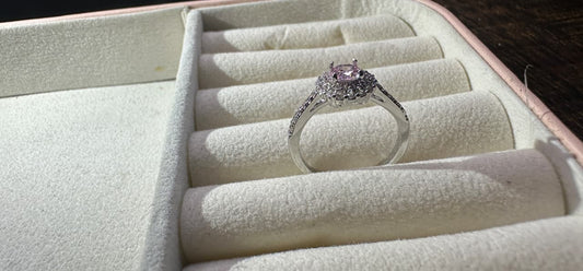 Pink Emerald stone zircon ring