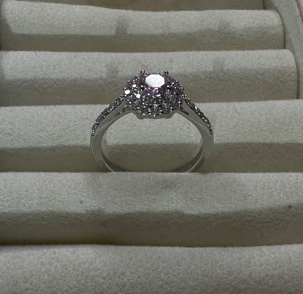 Pink Emerald stone zircon ring