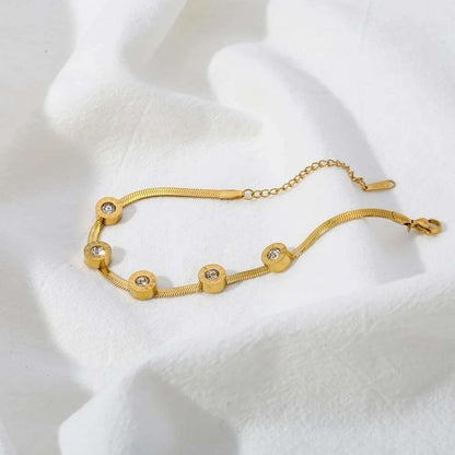 Geometric Link Bracelet with Crystal Accents