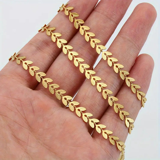 Refined Gold Leaf Stainless Steel  Bracelet