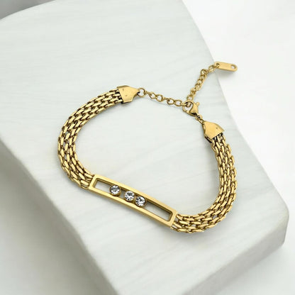 Premium Gold Chain Bracelet with Crystals