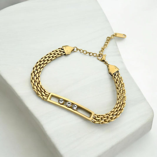 Premium Gold Chain Bracelet with Crystals